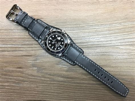 rolex vintage mens leather cuff watch